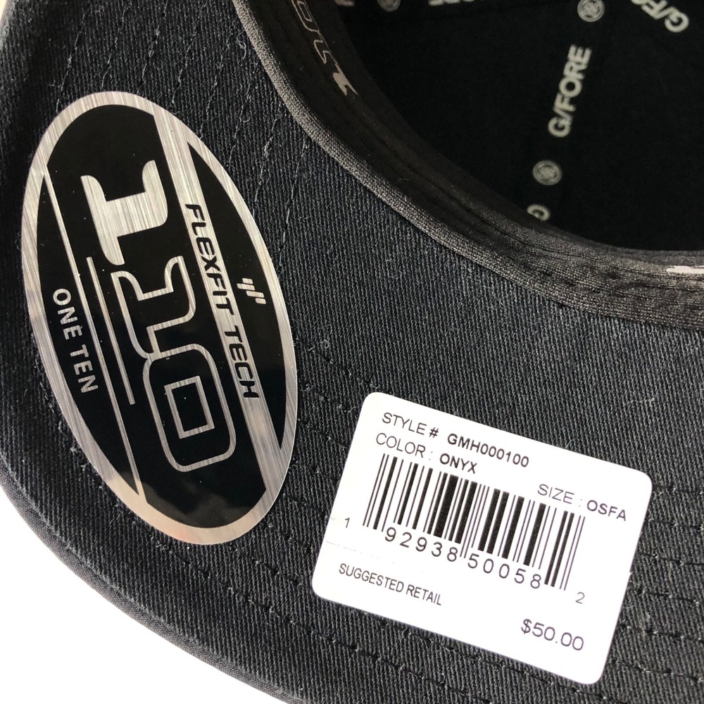 G/FORE Golf Hat Onyx Black Perforated Flexfit 110 Quick Turn GMH000100 IEM Logo - Picture 9 of 12